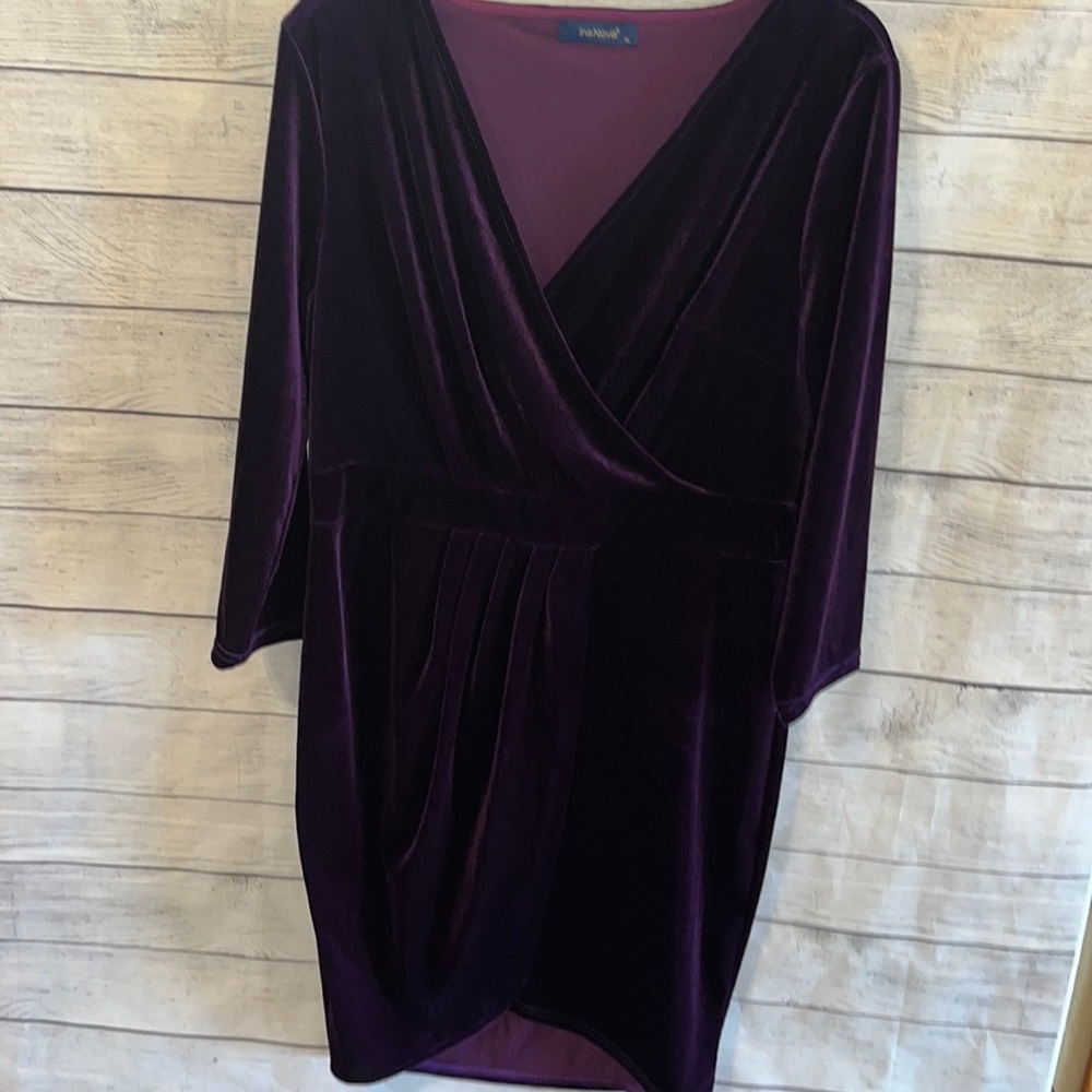 Purple Velvet Wrap Dress